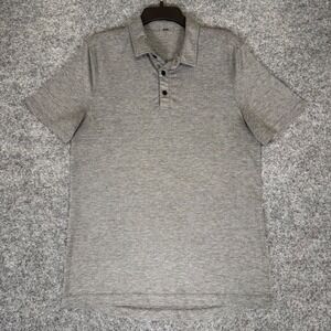 Lululemon Polo Shirt Men's Gray Medium Athletic Training‎ Short Sleeve Stretch